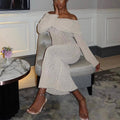New One-shoulder Knitted Long-sleeved Dress 