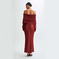 New One-shoulder Knitted Long-sleeved Dress 