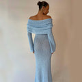 New One-shoulder Knitted Long-sleeved Dress 